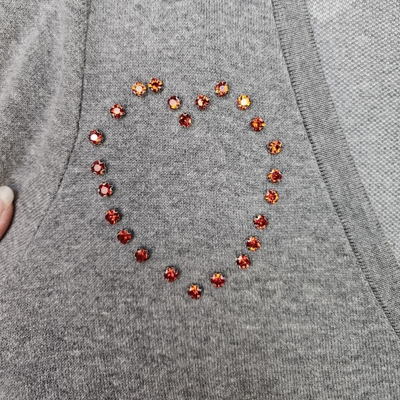 Torrid Long Sleeve Hearts Shrug Gray with Red Rhinestone Hearts 1X - Picture 12 of 12